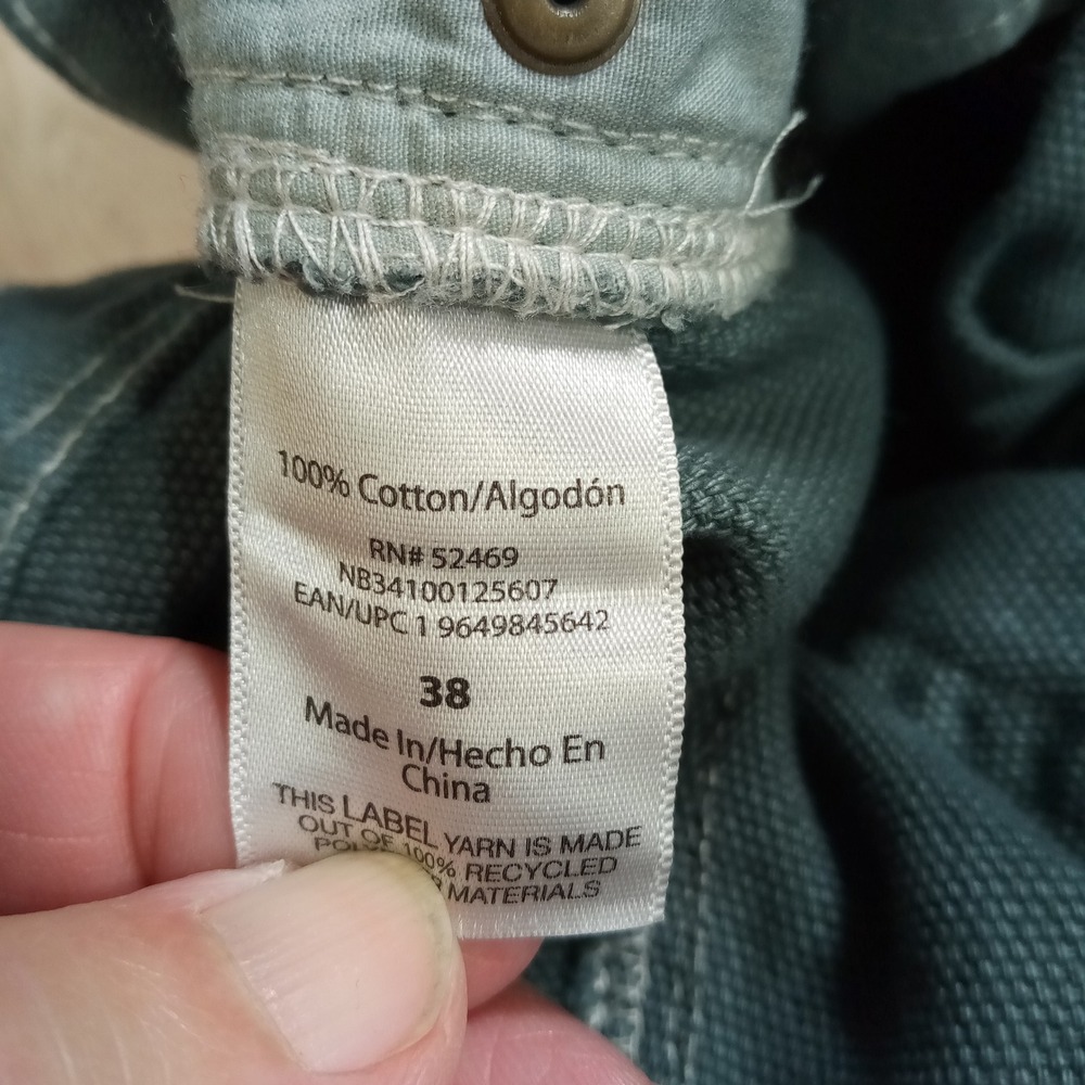 No Boundaries Mens Carpenter Pants 38x31 Green Double Knee Canvas Baggy - Picture 4 of 9